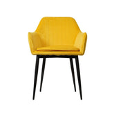 Scaun dining, galben mustar, tapiserie catifea si cadru metalic, fix, 60x84x61 cm